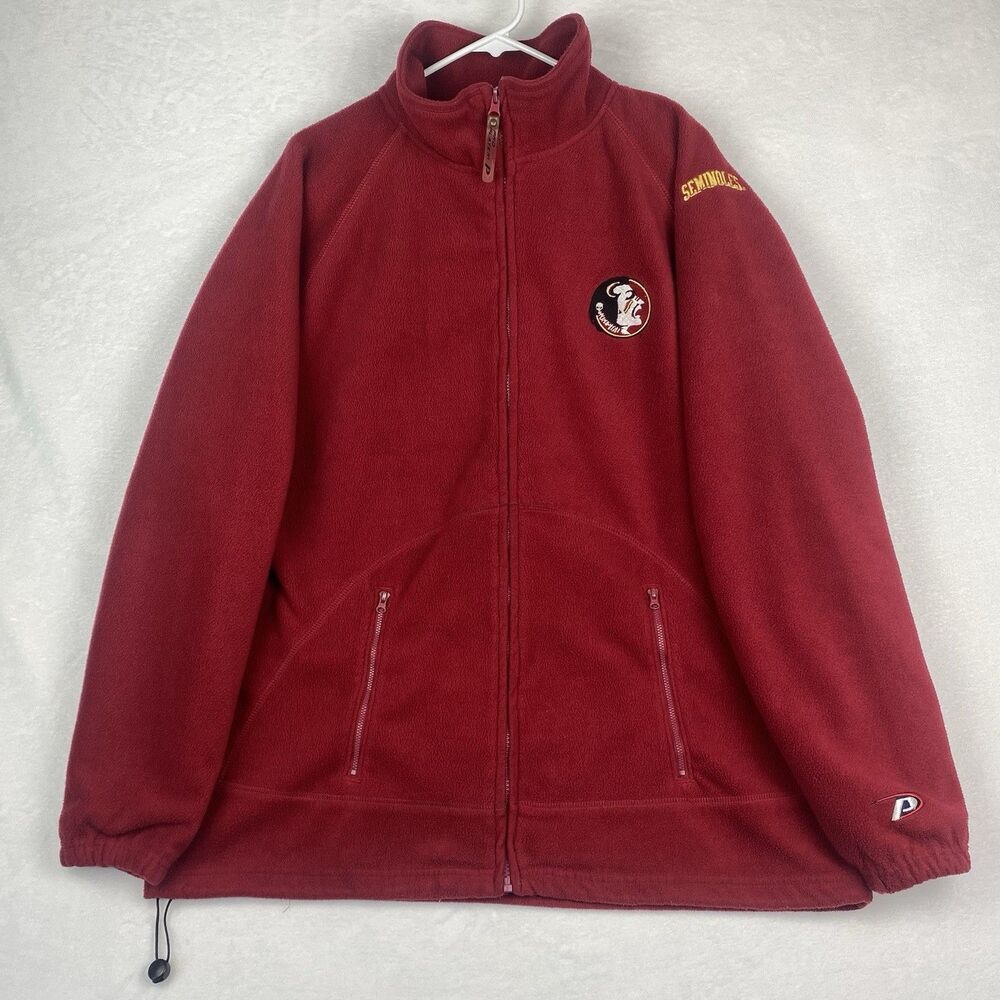 Pro Player Florida State Seminoles Fleece Jacket Mens Large Red Logo Full Zip